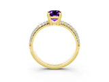 Yellow gold Emerald Cut Cut Diamond Milgrain Marquise Band with Prong Setting_3