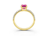 Yellow gold Emerald Cut Cut Diamond Milgrain Marquise Band with Prong Setting_3