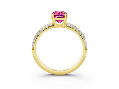 Yellow gold Emerald Cut Cut Diamond Milgrain Marquise Band with Prong Setting_3