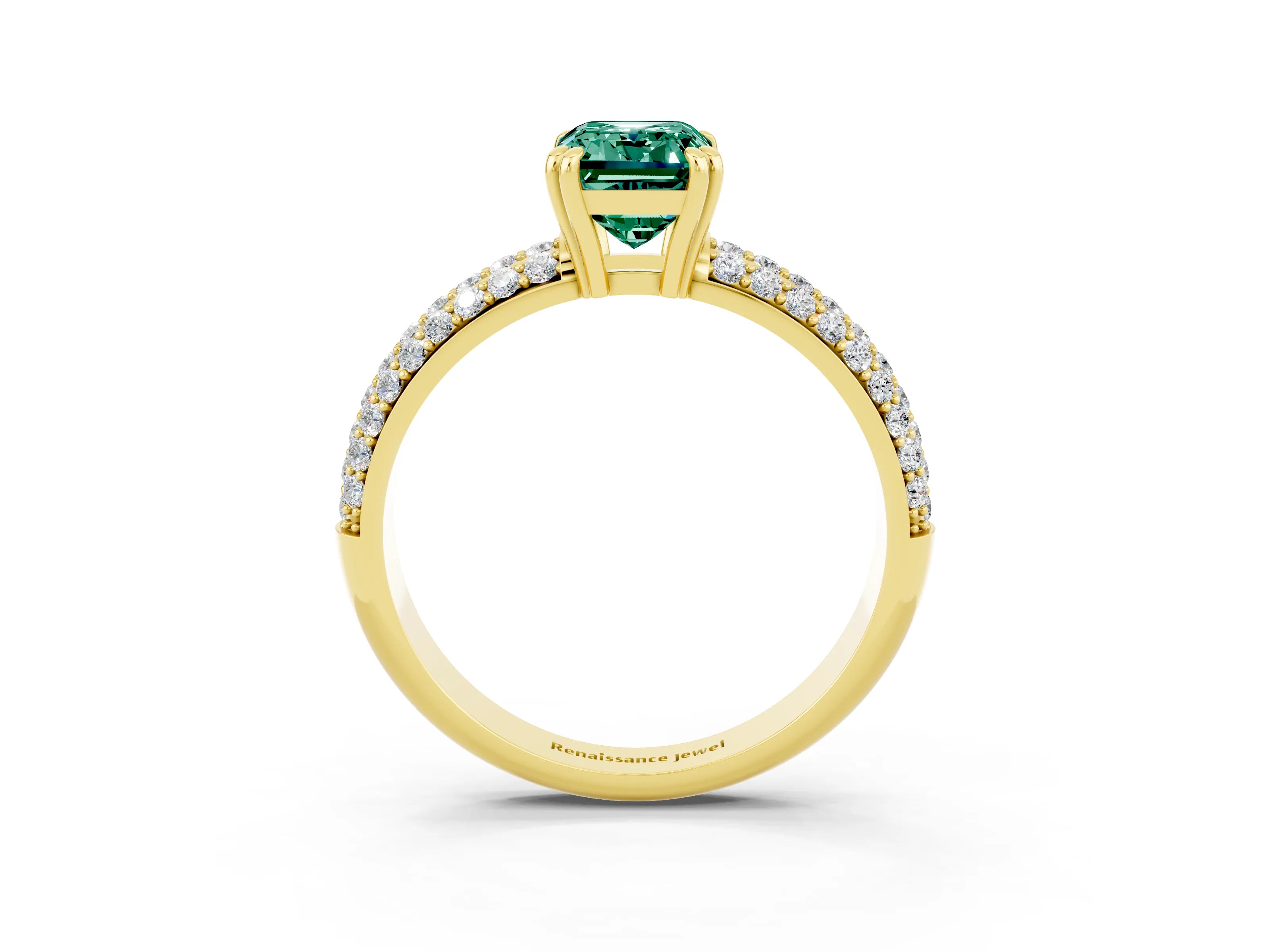 Yellow gold Emerald Cut Cut Diamond Milgrain Marquise Band with Prong Setting_3