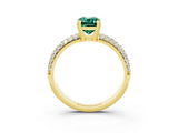 Yellow gold Emerald Cut Cut Diamond Milgrain Marquise Band with Prong Setting_3