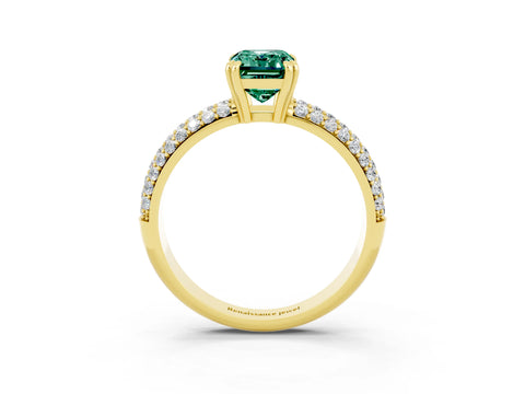 Yellow gold Emerald Cut Cut Diamond Milgrain Marquise Band with Prong Setting_3