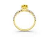 Yellow gold Emerald Cut Cut Diamond Milgrain Marquise Band with Prong Setting_3