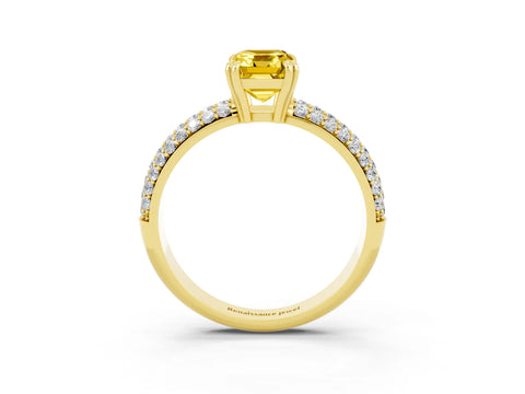 Yellow gold Emerald Cut Cut Diamond Milgrain Marquise Band with Prong Setting_3