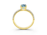 Yellow gold Emerald Cut Cut Diamond Milgrain Marquise Band with Prong Setting_3