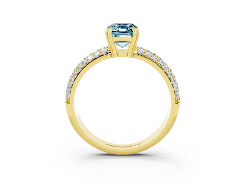 Yellow gold Emerald Cut Cut Diamond Milgrain Marquise Band with Prong Setting_3
