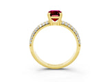 Yellow gold Emerald Cut Cut Diamond Milgrain Marquise Band with Prong Setting_3