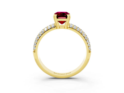 Yellow gold Emerald Cut Cut Diamond Milgrain Marquise Band with Prong Setting_3