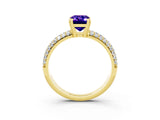 Yellow gold Emerald Cut Cut Diamond Milgrain Marquise Band with Prong Setting_3