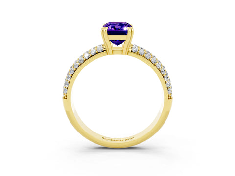 Yellow gold Emerald Cut Cut Diamond Milgrain Marquise Band with Prong Setting_3