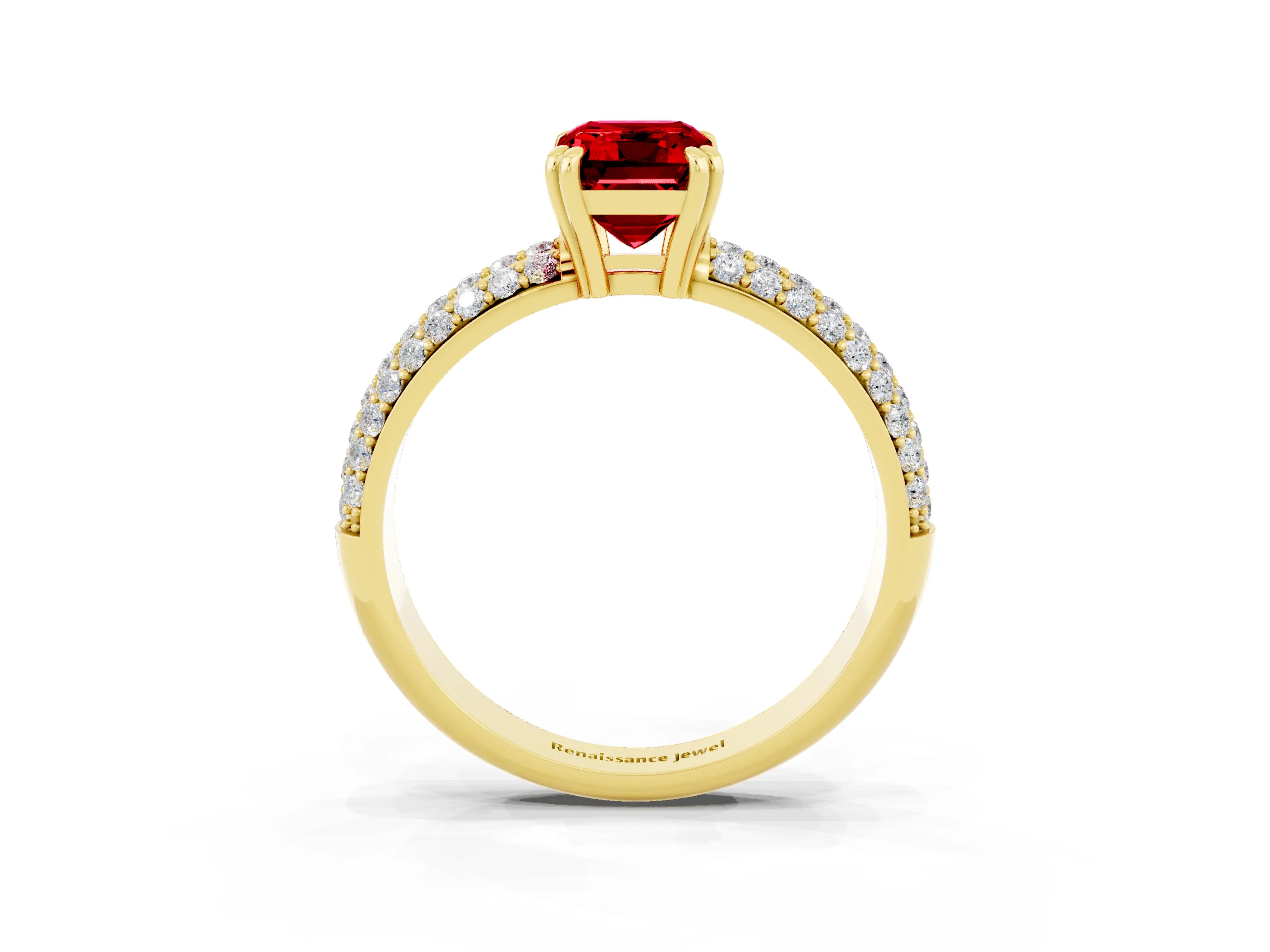 Yellow gold Emerald Cut Cut Diamond Milgrain Marquise Band with Prong Setting_3