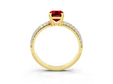 Yellow gold Emerald Cut Cut Diamond Milgrain Marquise Band with Prong Setting_3
