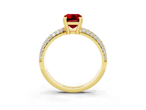 Yellow gold Emerald Cut Cut Diamond Milgrain Marquise Band with Prong Setting_3