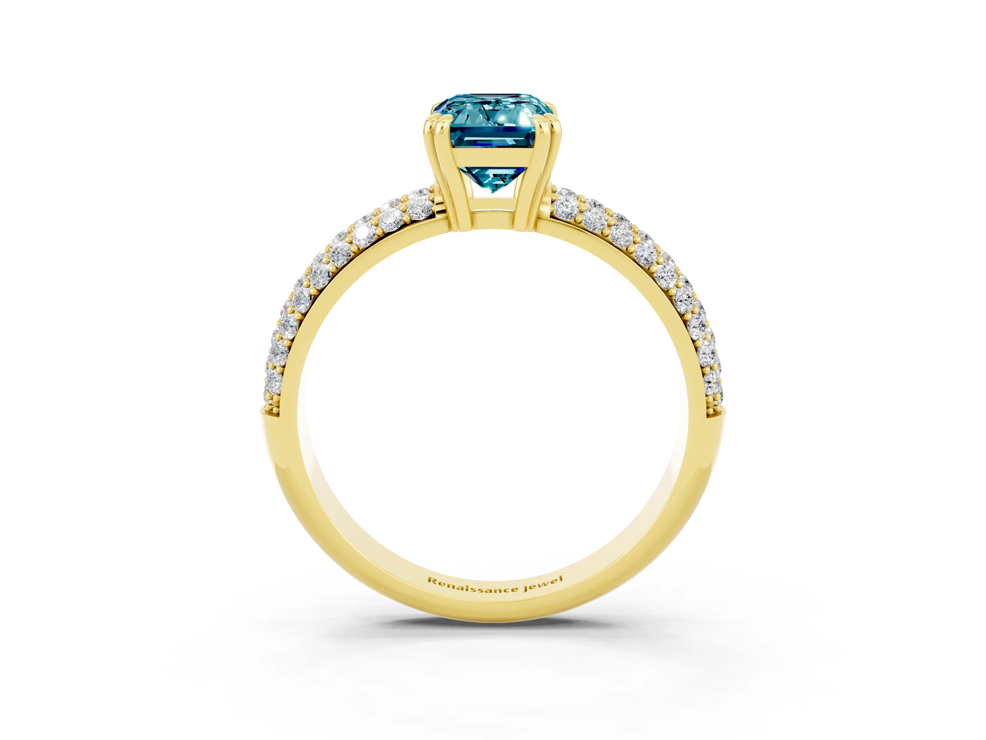 Yellow gold Emerald Cut Cut Diamond Milgrain Marquise Band with Prong Setting_3