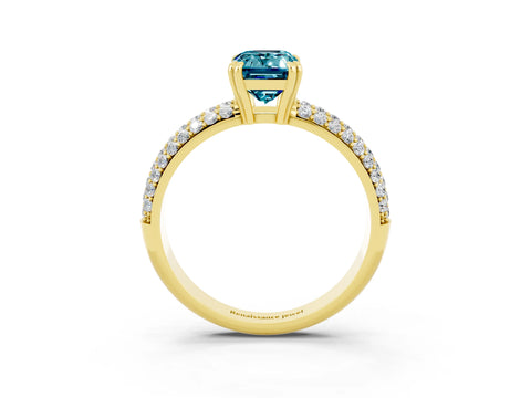 Yellow gold Emerald Cut Cut Diamond Milgrain Marquise Band with Prong Setting_3