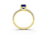 Yellow gold Emerald Cut Cut Diamond Milgrain Marquise Band with Prong Setting_3