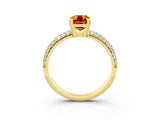 Yellow gold Emerald Cut Cut Diamond Milgrain Marquise Band with Prong Setting_3