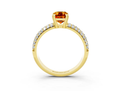 Yellow gold Emerald Cut Cut Diamond Milgrain Marquise Band with Prong Setting_3
