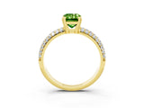 Yellow gold Emerald Cut Cut Diamond Milgrain Marquise Band with Prong Setting_3
