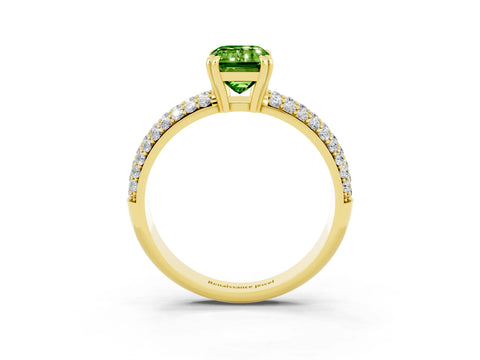 Yellow gold Emerald Cut Cut Diamond Milgrain Marquise Band with Prong Setting_3