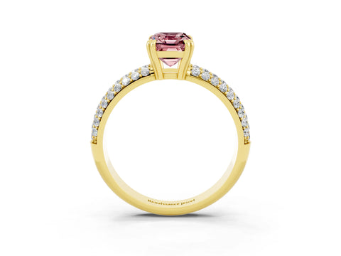 Yellow gold Emerald Cut Cut Diamond Milgrain Marquise Band with Prong Setting_3