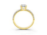 Yellow gold Emerald Cut Cut Diamond Milgrain Marquise Band with Prong Setting_3