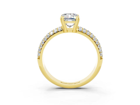 Yellow gold Emerald Cut Cut Diamond Milgrain Marquise Band with Prong Setting_3