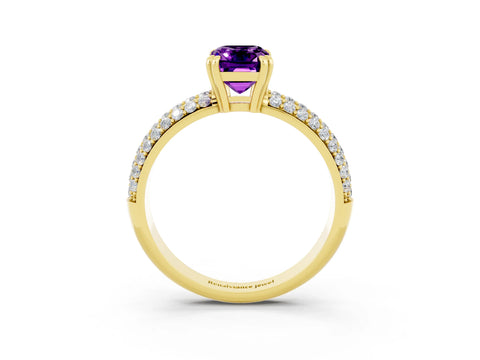 Yellow gold Emerald Cut Cut Diamond Milgrain Marquise Band with Prong Setting_3