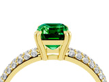 Yellow gold Emerald Cut Cut Diamond Milgrain Marquise Band with Prong Setting_4