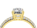 Yellow gold Emerald Cut Cut Diamond Milgrain Marquise Band with Prong Setting_4