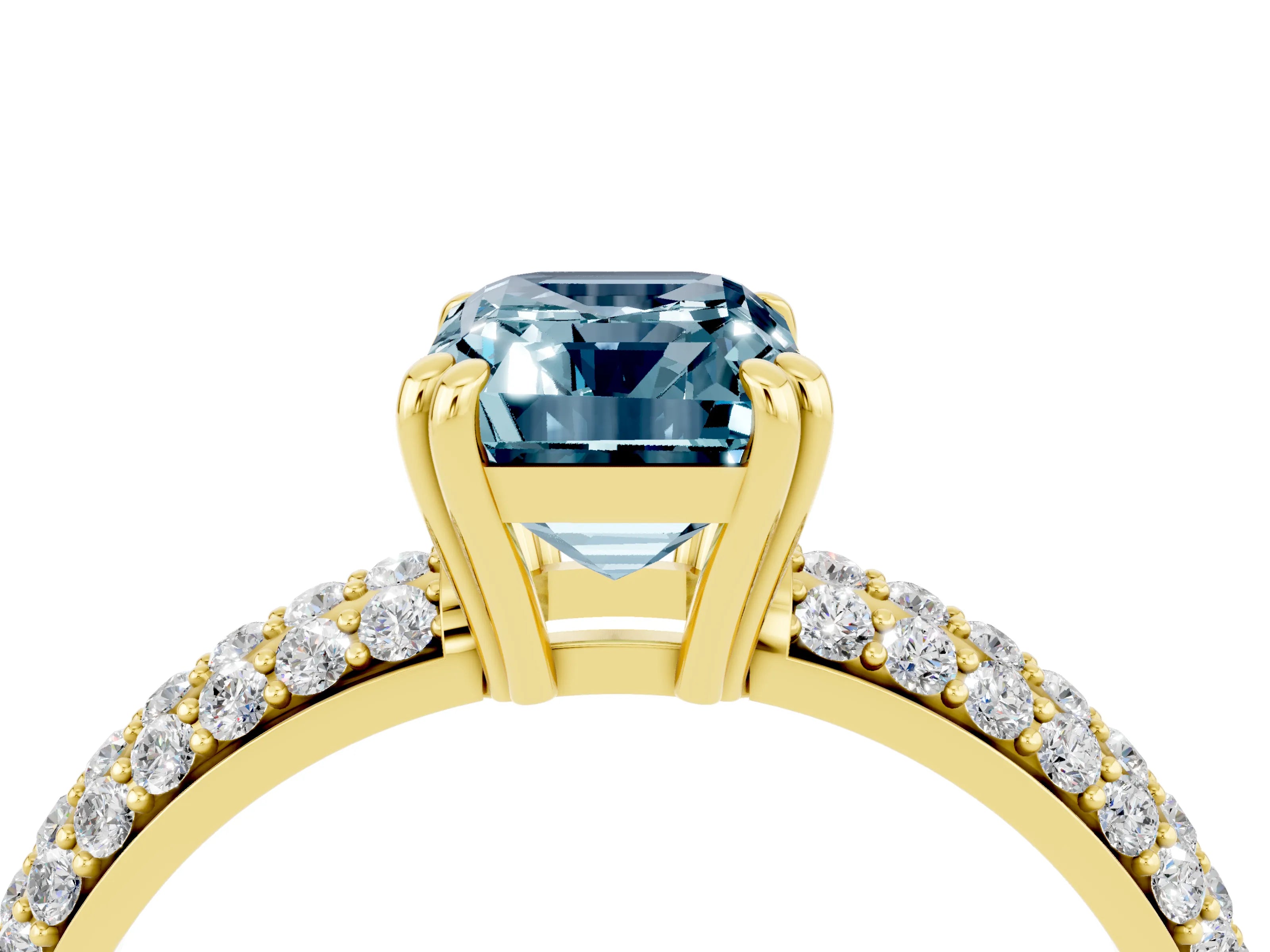Yellow gold Emerald Cut Cut Diamond Milgrain Marquise Band with Prong Setting_4
