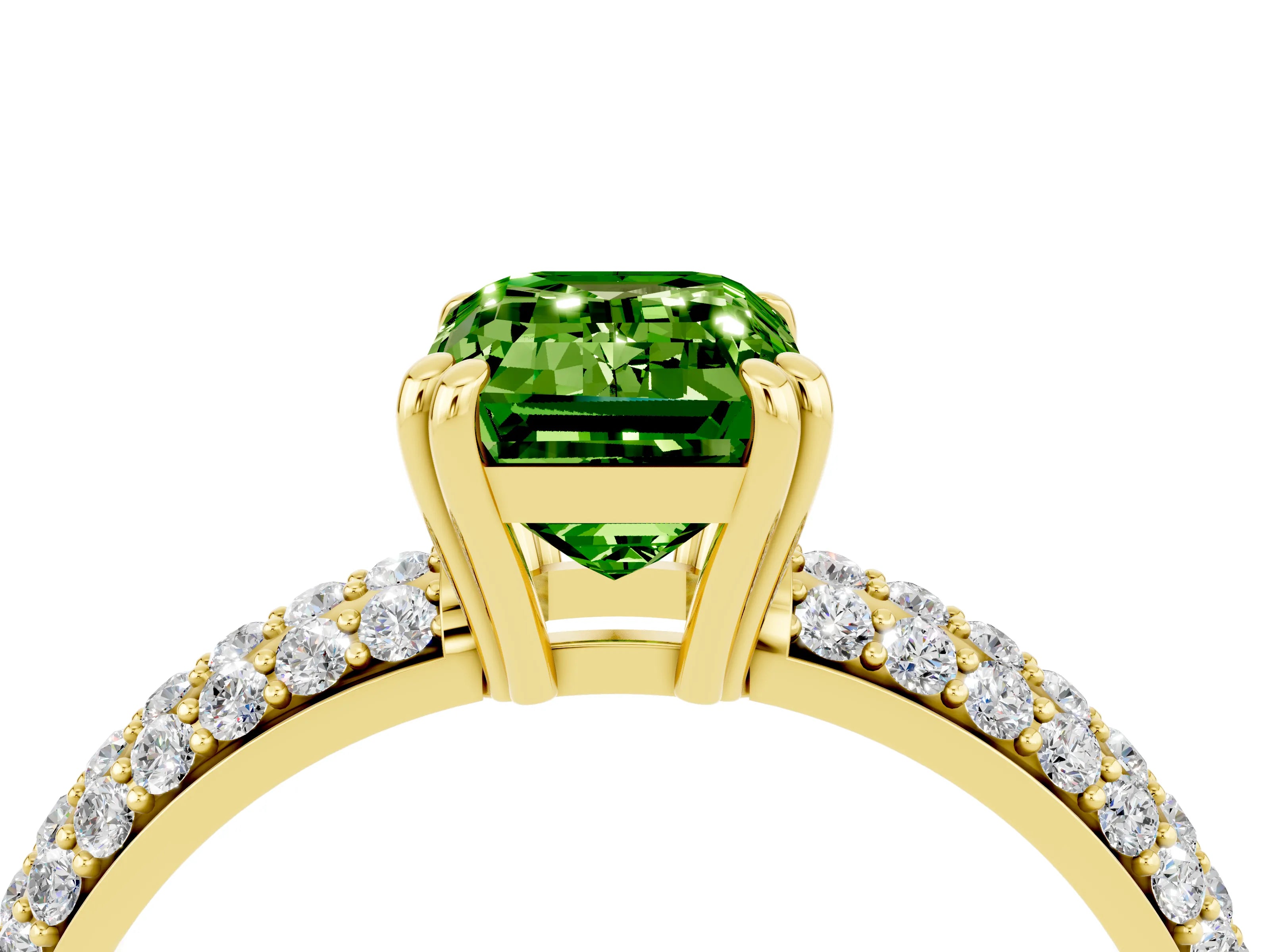 Yellow gold Emerald Cut Cut Diamond Milgrain Marquise Band with Prong Setting_4