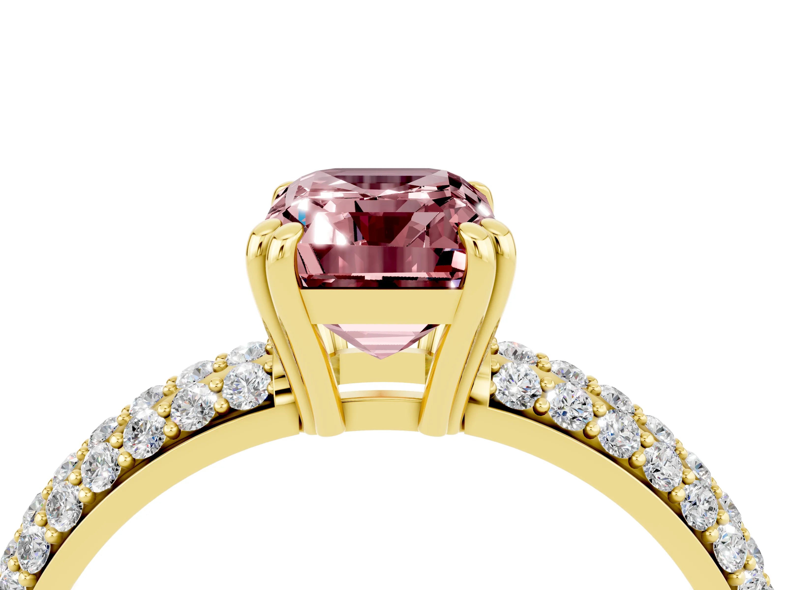 Yellow gold Emerald Cut Cut Diamond Milgrain Marquise Band with Prong Setting_4