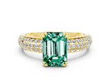 Yellow gold Emerald Cut Cut Diamond Milgrain Marquise Band with Prong Setting