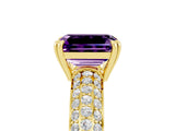 Yellow gold Emerald Cut Cut Diamond Milgrain Marquise Band with Prong Setting_5