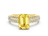 Yellow gold Emerald Cut Cut Diamond Milgrain Marquise Band with Prong Setting