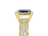 Yellow gold Emerald Cut Cut Diamond Milgrain Marquise Band with Prong Setting_5