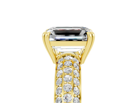 Yellow gold Emerald Cut Cut Diamond Milgrain Marquise Band with Prong Setting_5