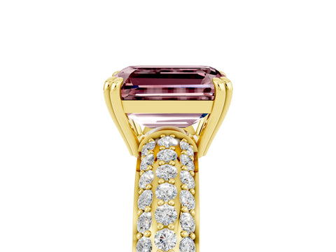 Yellow gold Emerald Cut Cut Diamond Milgrain Marquise Band with Prong Setting_5