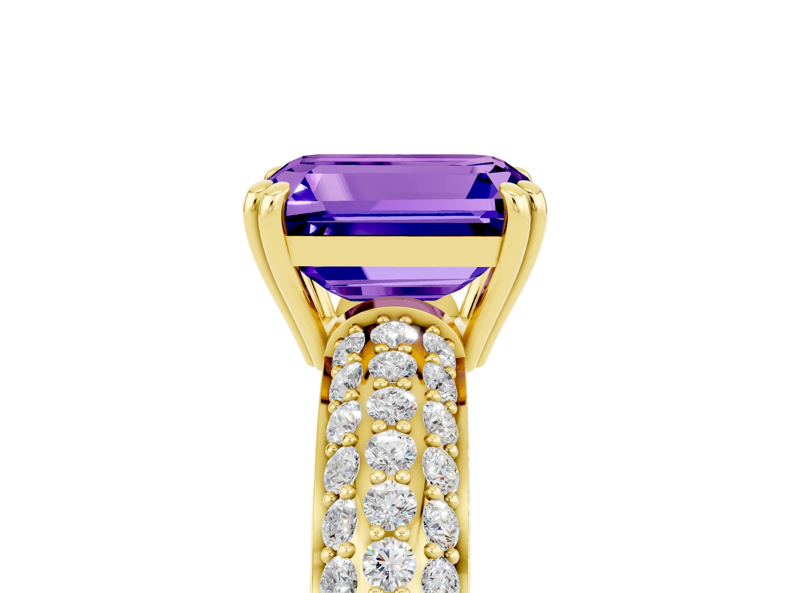 Yellow gold Emerald Cut Cut Diamond Milgrain Marquise Band with Prong Setting_5