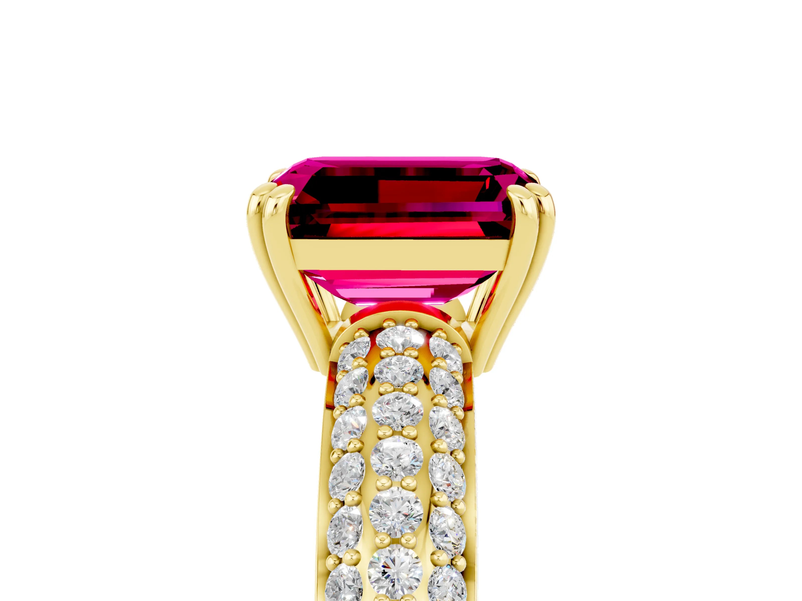 Yellow gold Emerald Cut Cut Diamond Milgrain Marquise Band with Prong Setting_5
