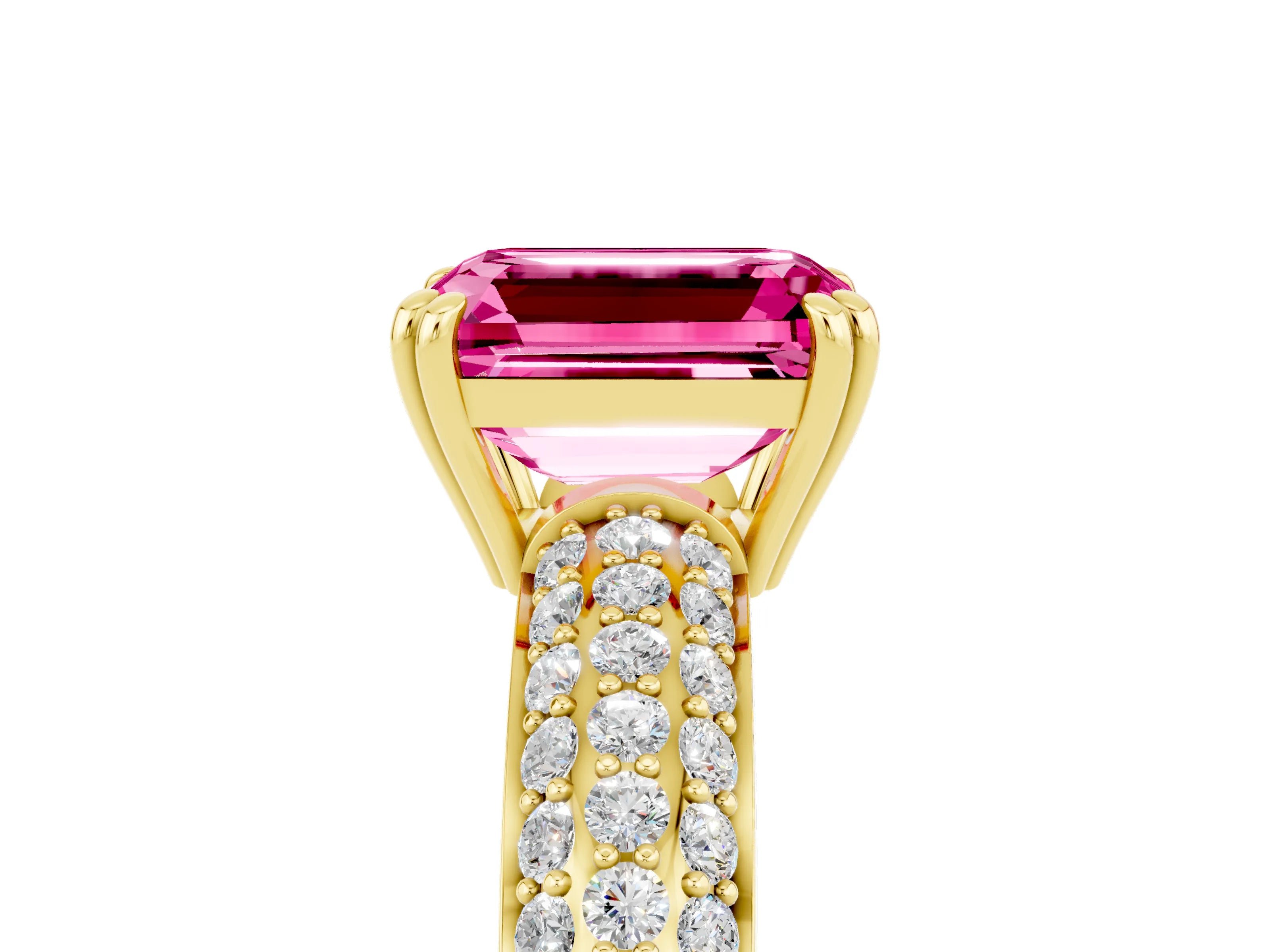 Yellow gold Emerald Cut Cut Diamond Milgrain Marquise Band with Prong Setting_5