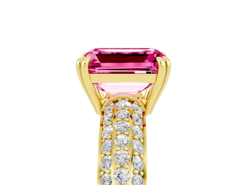 Yellow gold Emerald Cut Cut Diamond Milgrain Marquise Band with Prong Setting_5