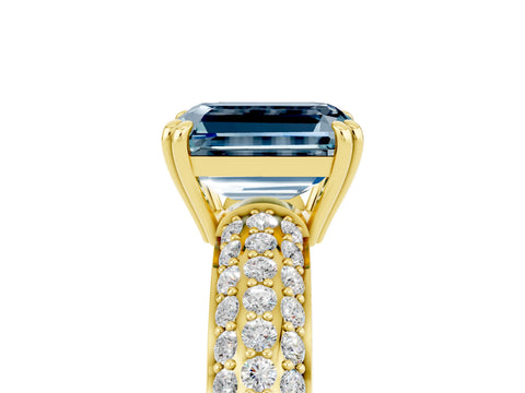 Yellow gold Emerald Cut Cut Diamond Milgrain Marquise Band with Prong Setting_5