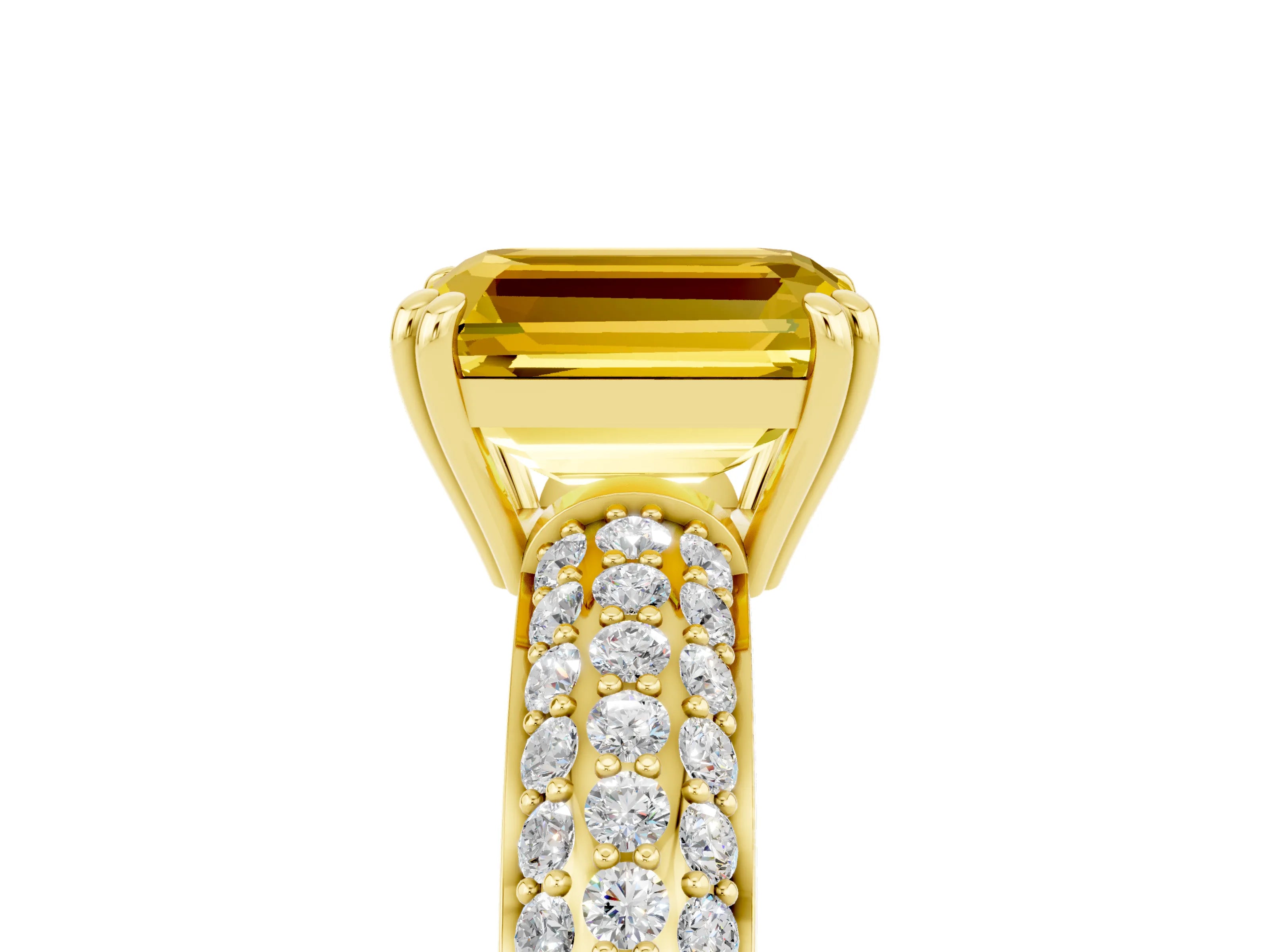 Yellow gold Emerald Cut Cut Diamond Milgrain Marquise Band with Prong Setting_5