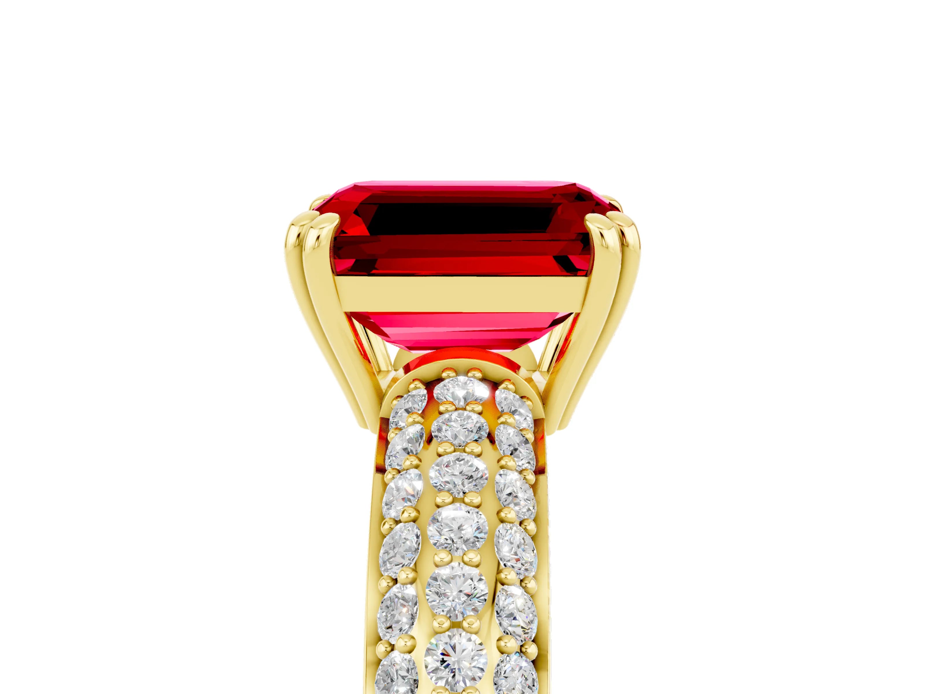 Yellow gold Emerald Cut Cut Diamond Milgrain Marquise Band with Prong Setting_5