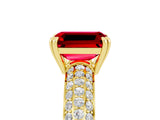 Yellow gold Emerald Cut Cut Diamond Milgrain Marquise Band with Prong Setting_5