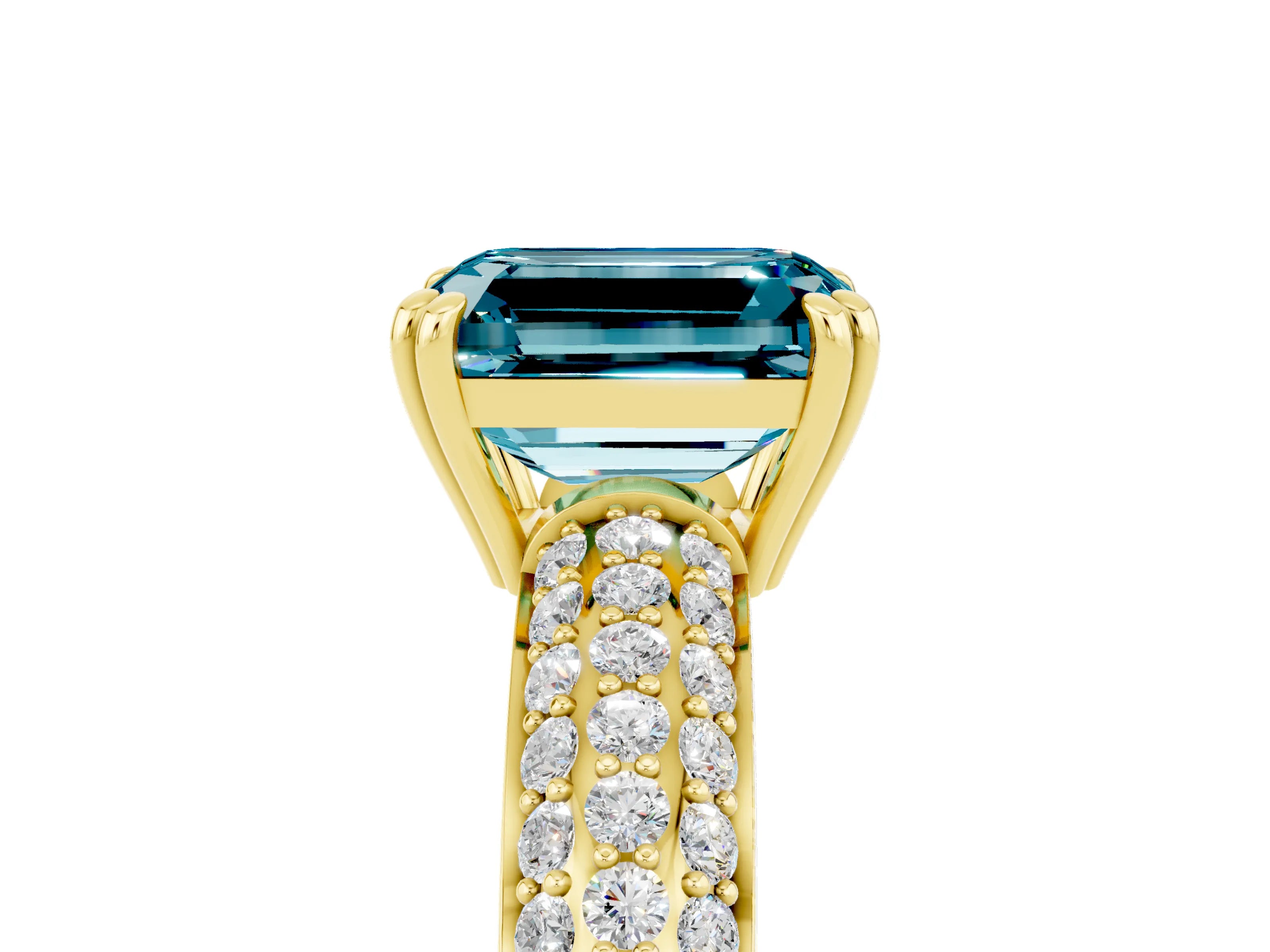 Yellow gold Emerald Cut Cut Diamond Milgrain Marquise Band with Prong Setting_5