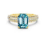 Yellow gold Emerald Cut Cut Diamond Milgrain Marquise Band with Prong Setting