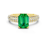 Yellow gold Emerald Cut Cut Diamond Milgrain Marquise Band with Prong Setting